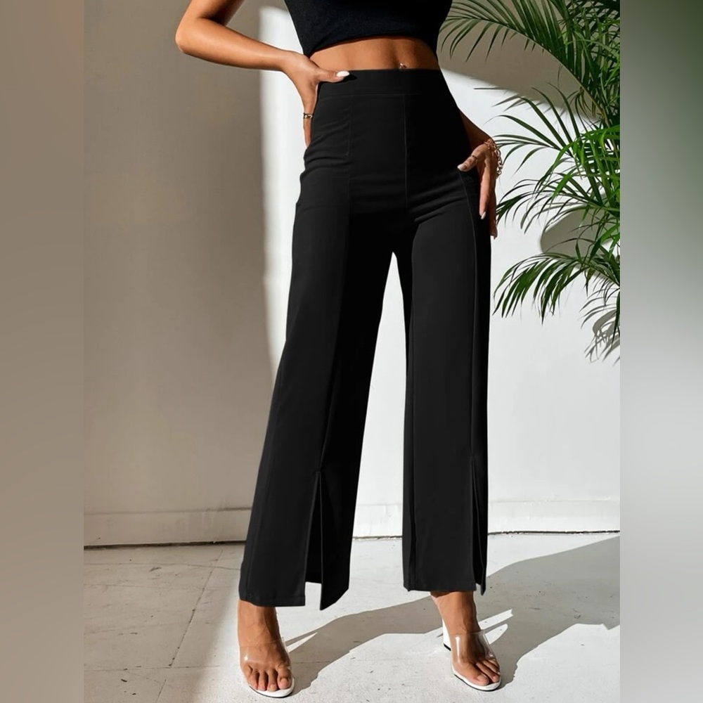 PETITE Split Hem Straight Leg Pants